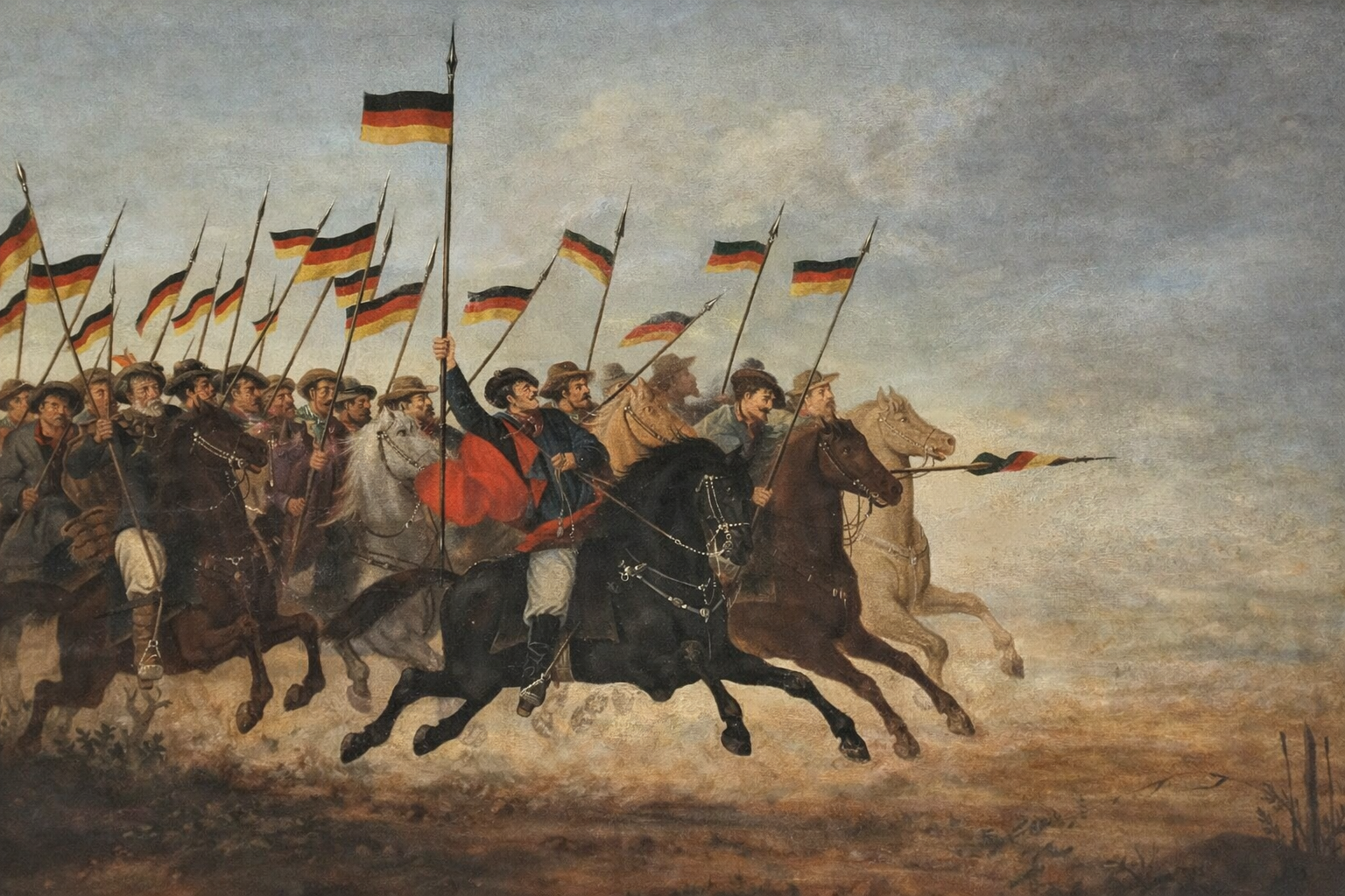 Illustration of a cavalry charge during the Farroupilha Revolution