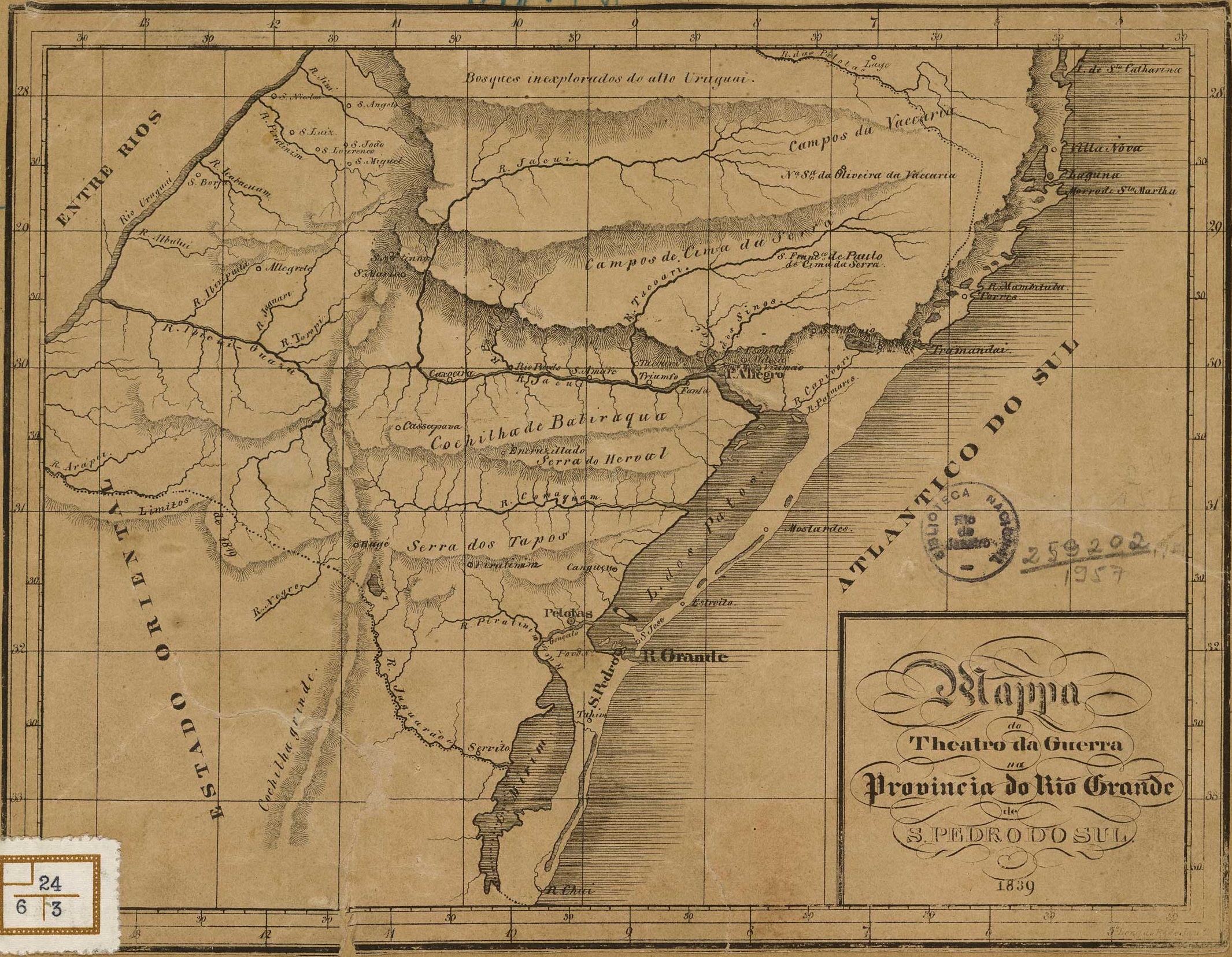 Map of the theatre of war in the Province of Rio Grande do Sul, 1839