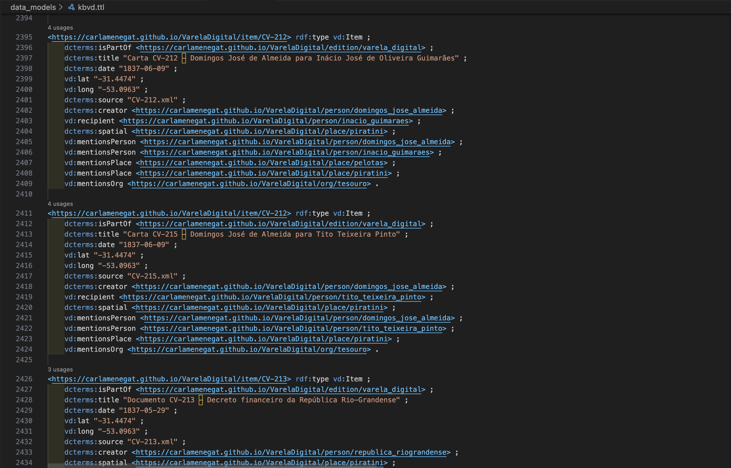 Excerpt of kbvd.ttl (Turtle serialization)