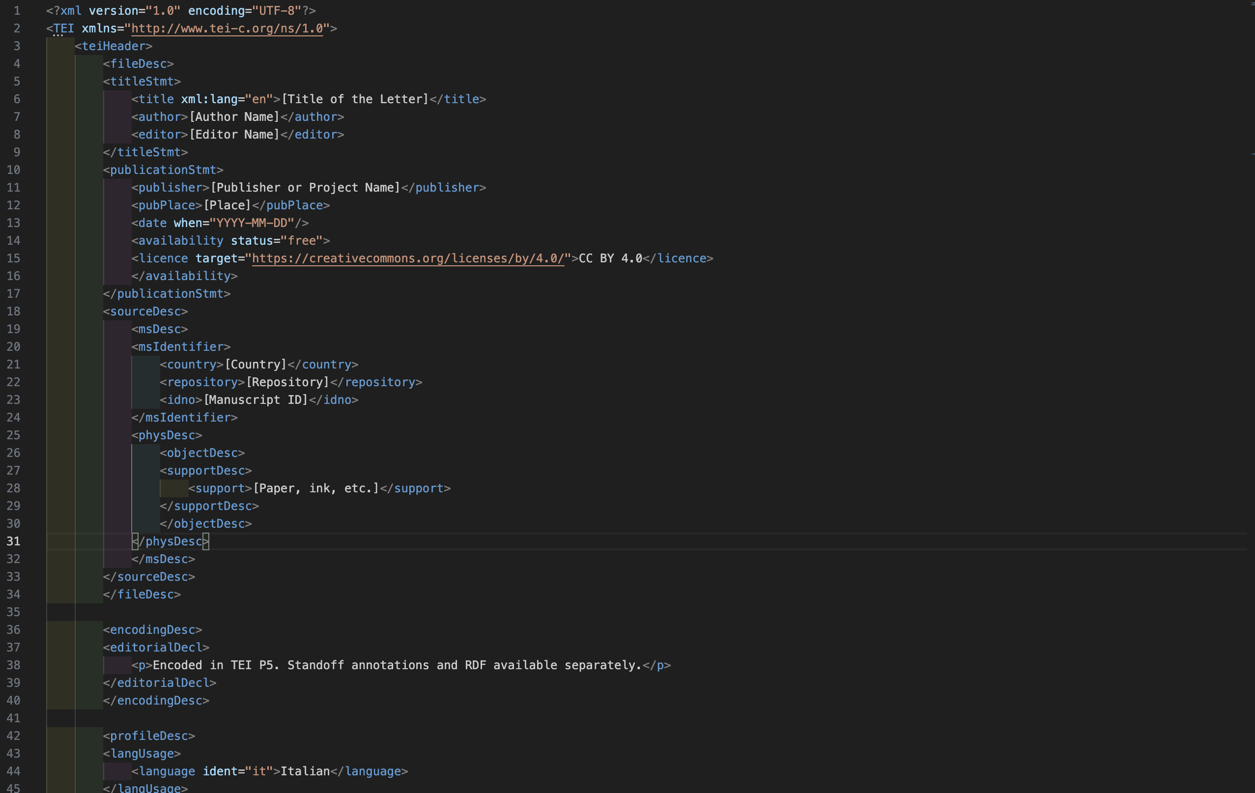 TEI Structure Example