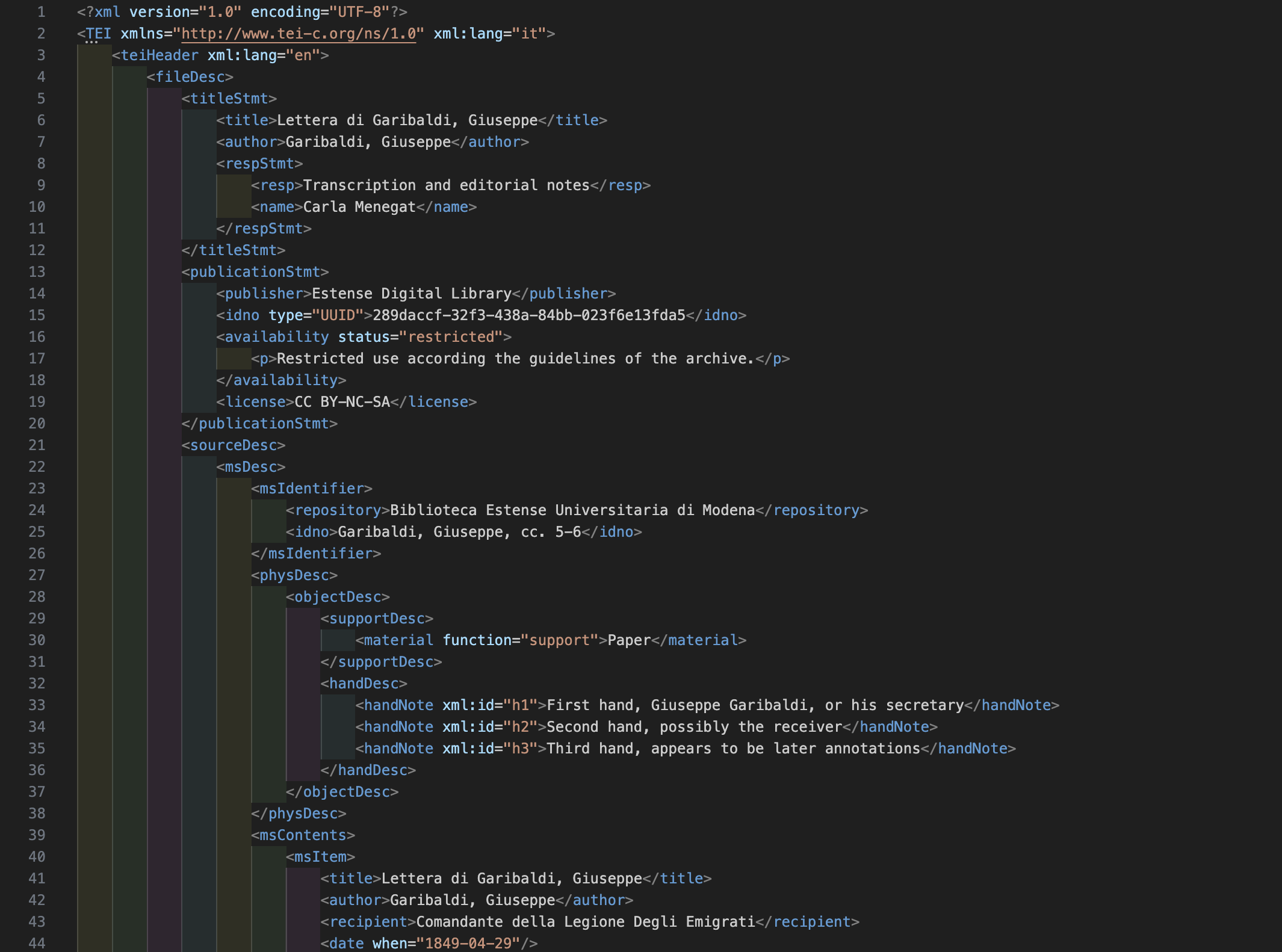 TEI Structure Example
